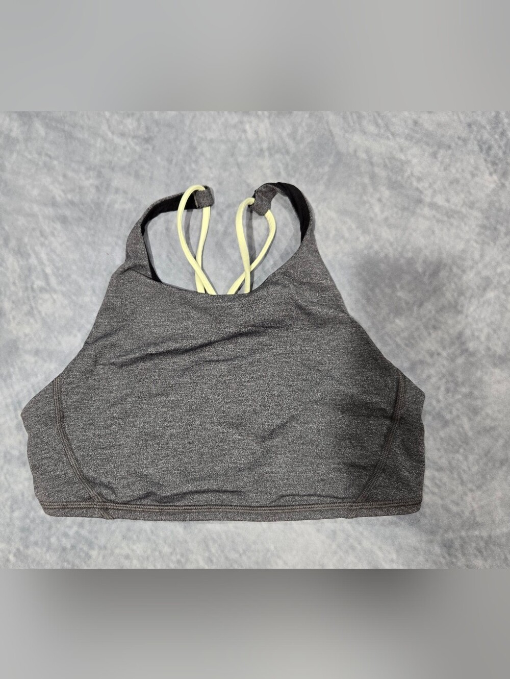 lululemon athletica Charcoal Gray Sports Bralette with Pale Yellow Straps